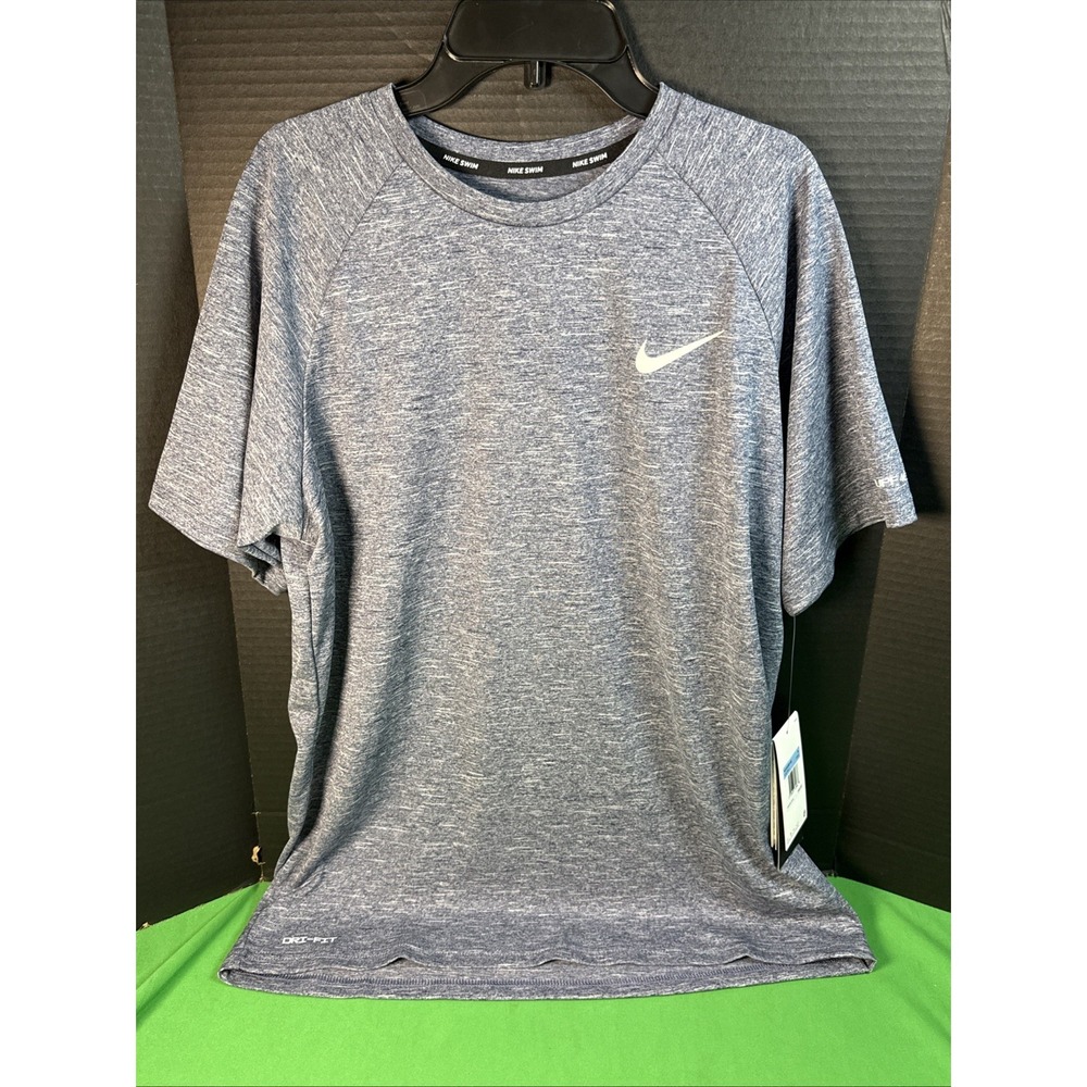 Nike Mens Dri-FIT Stretch UPF 40+ Short Sleeve Swim T-Shirt Blue NESSA589 M
